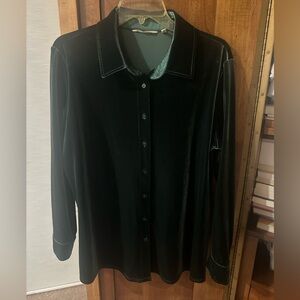 Soft Surroundings Deep Green Velvet Shirt Jacket